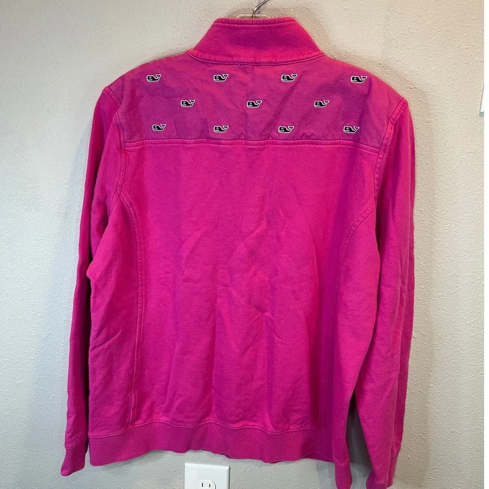 Vineyard Vines Pink 1/4 Zip Sweatshirt Whale Logo Yoke Pullover Women's‎ Y2K